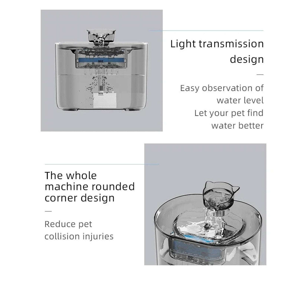 2.2L/74oz Automatic Pet Drinking Fountain Circulating Water Dispenser Cat Dog