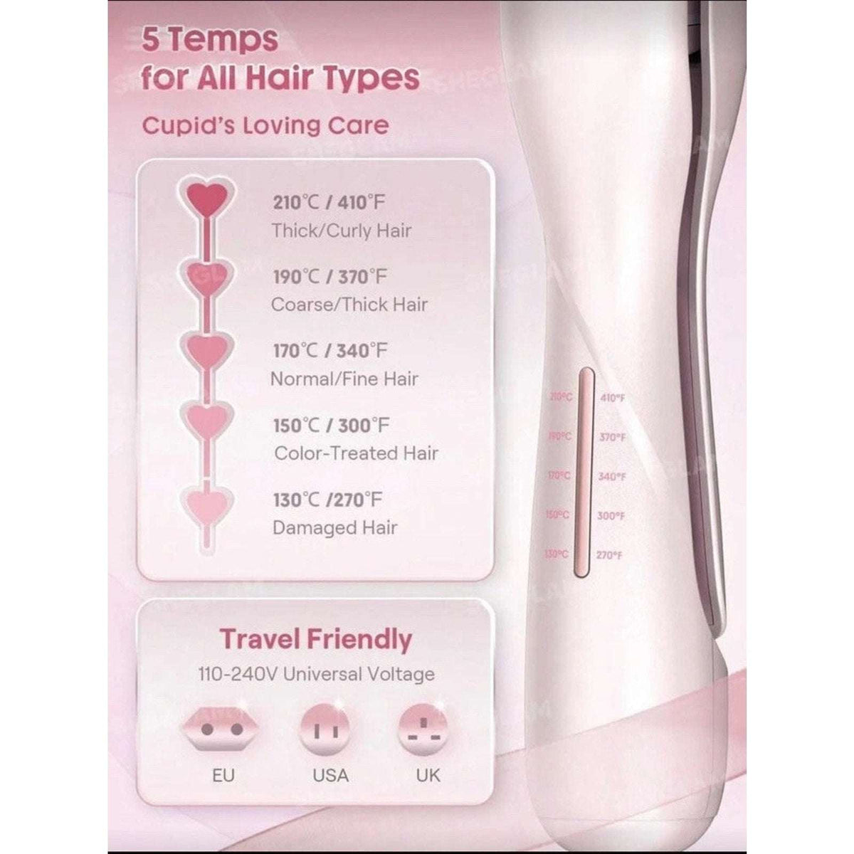SHEGLAM HAIR Cupid's Charm Beach Babe Hair Waver 1" Smart Timer, Deep U Design