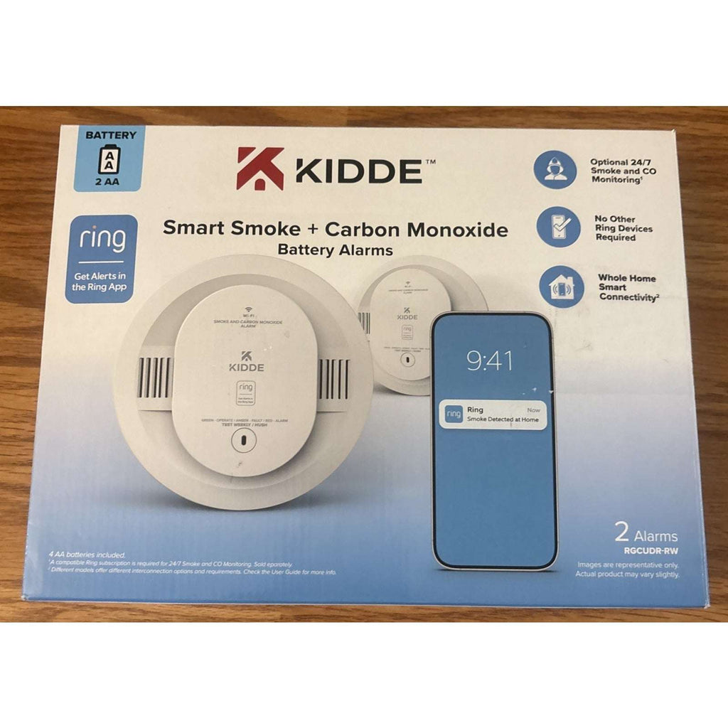 2x Kidde Smart Battery Smoke +Carbon Monoxide Detector RGCUDR-RW Voice, Ring APP