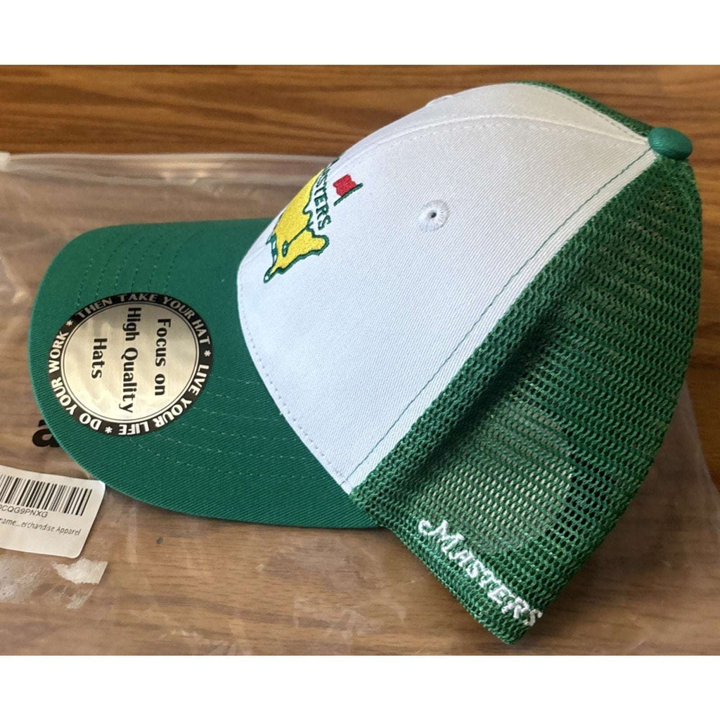 MASTERS LOGO GOLF CAP Mesh Trucker Snapback Hat Augusta Embroidered Green/White