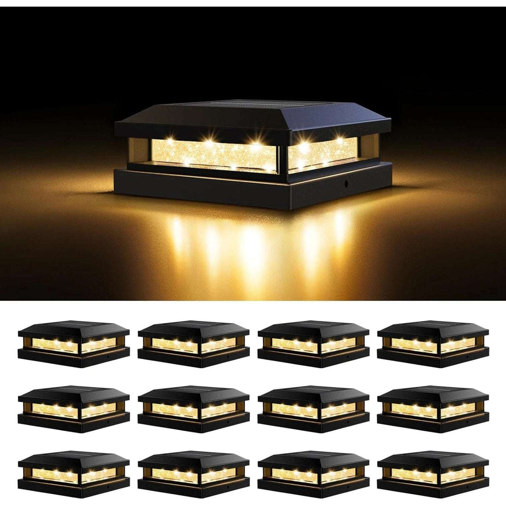 Solar Post Cap Lights Outdoor 12 Pack 3.5x3.5 4X4 4.5X4.5 5X5 Vinyl/Wooden Posts