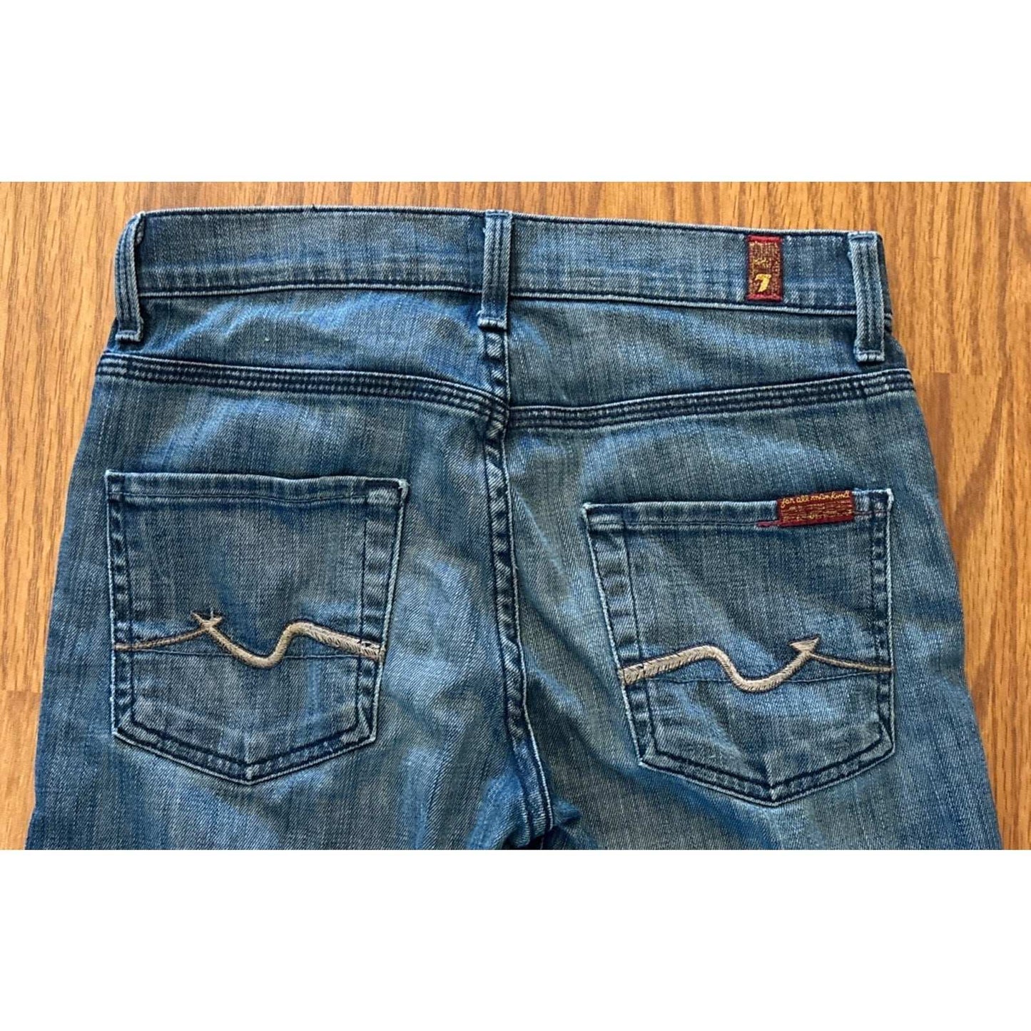 7 FOR ALL MANKIND Ginger Wide Leg Denim Medium Blue Jean Capris Size 25