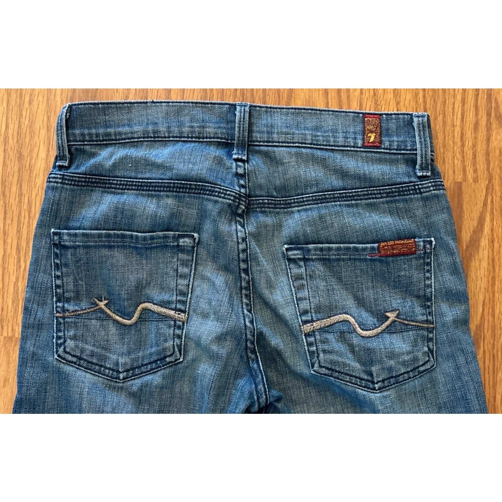 7 FOR ALL MANKIND Ginger Wide Leg Denim Medium Blue Jean Capris Size 25