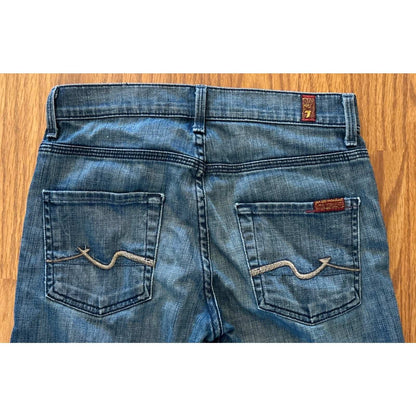 7 FOR ALL MANKIND Ginger Wide Leg Denim Medium Blue Jean Capris Size 25