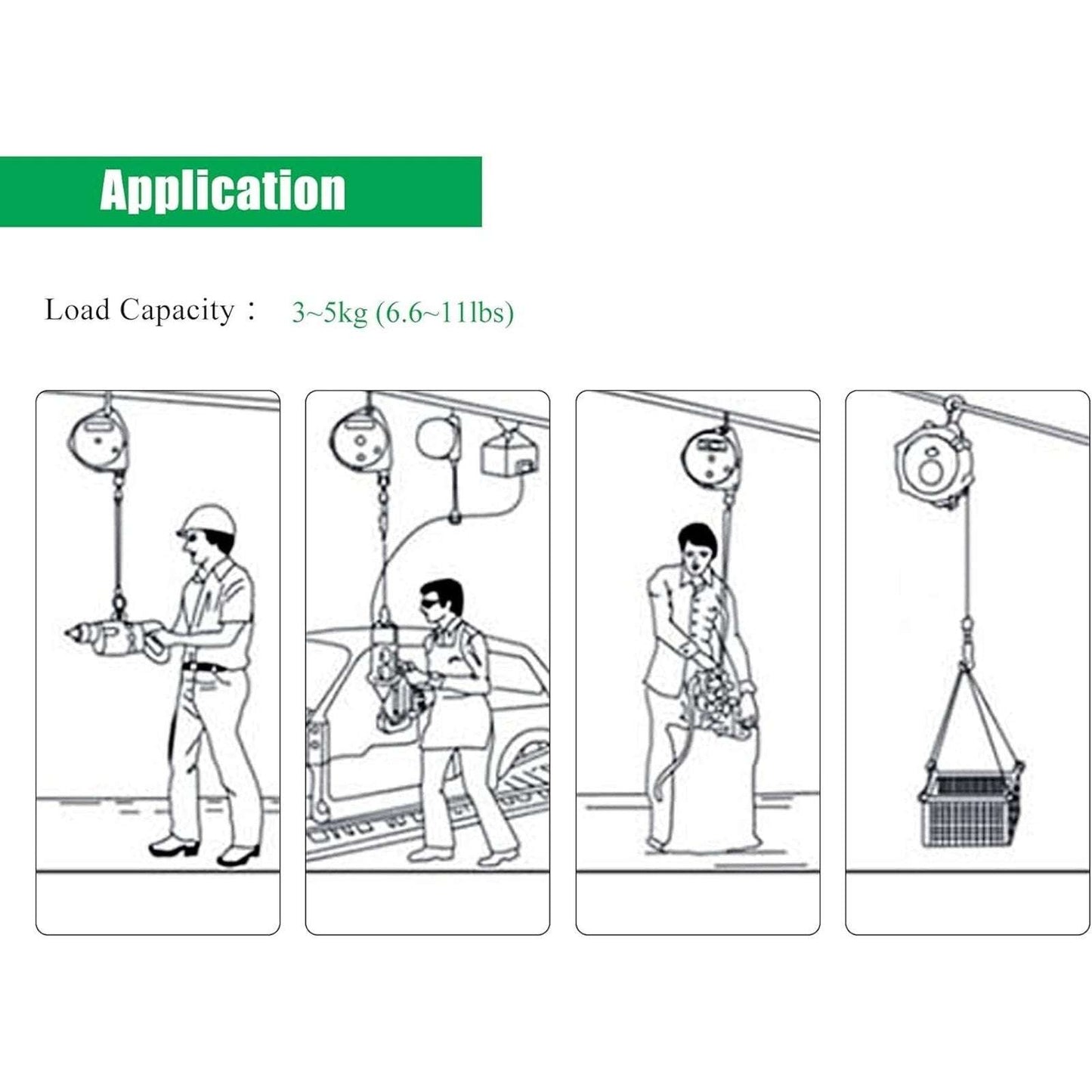 EW-5 Retractable Spring Balancer, 3-5KG(6.6-11Lbs) 1.5m Cable Hanging Tool