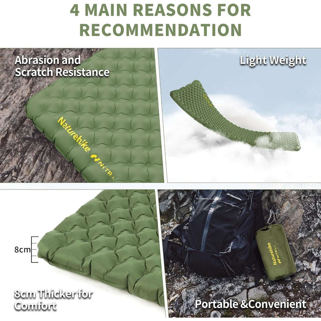 Naturehike 4.6R Ultralight Insulated Inflatable Sleeping Pad Mat w/ Air Pump Bag