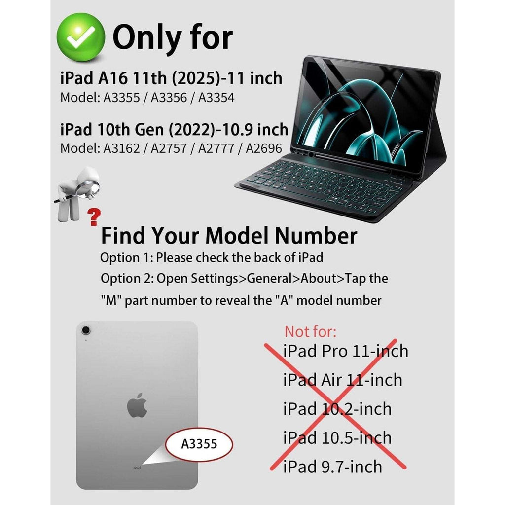 TUNKARMOR iPad 11th Gen A16 2025/2022 10th Gen Case, Magnetic Keyboard & Mouse