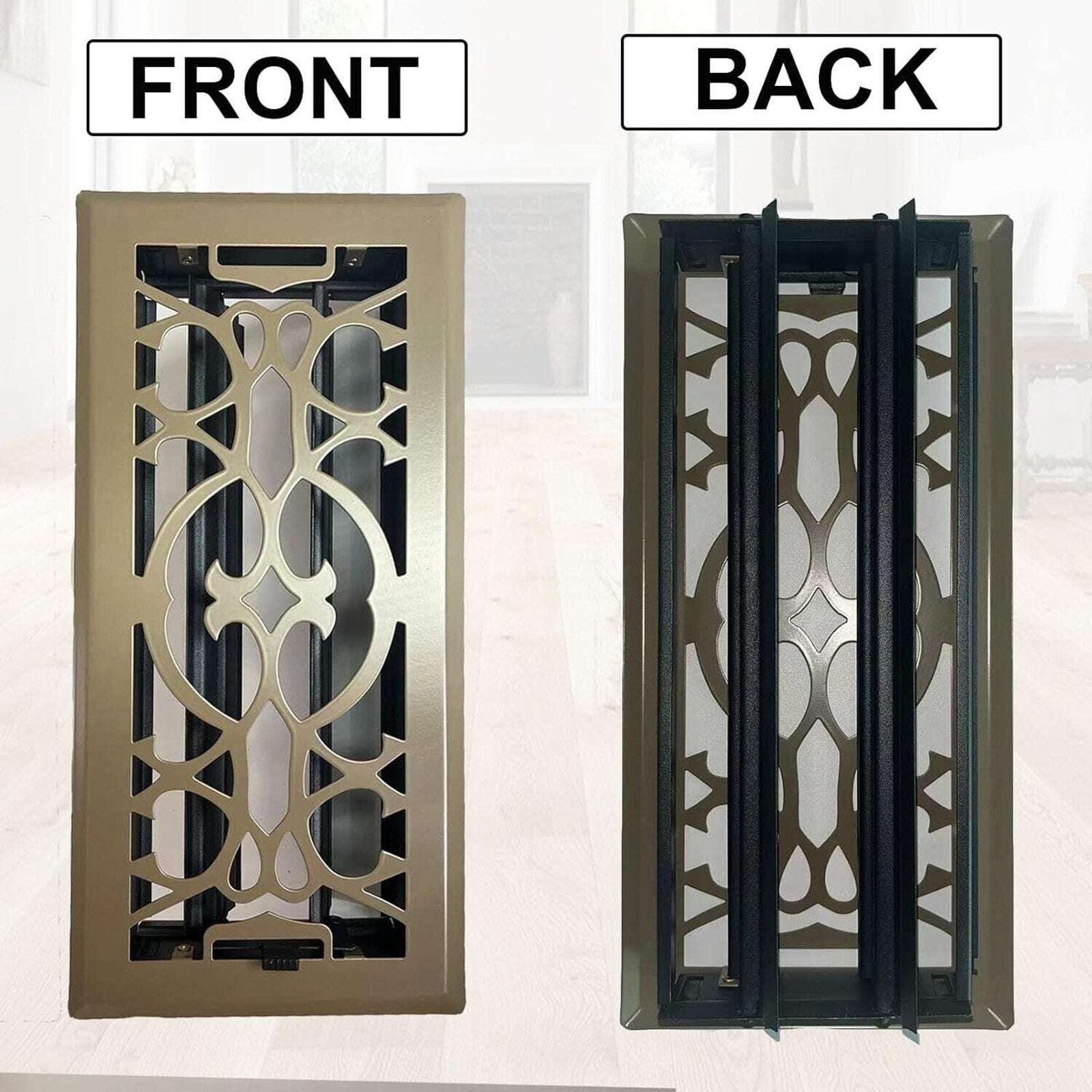 2-Pk 4" X 10" Floor Vent Registers Decorative Heavy Duty Floor Air Covers Bronze