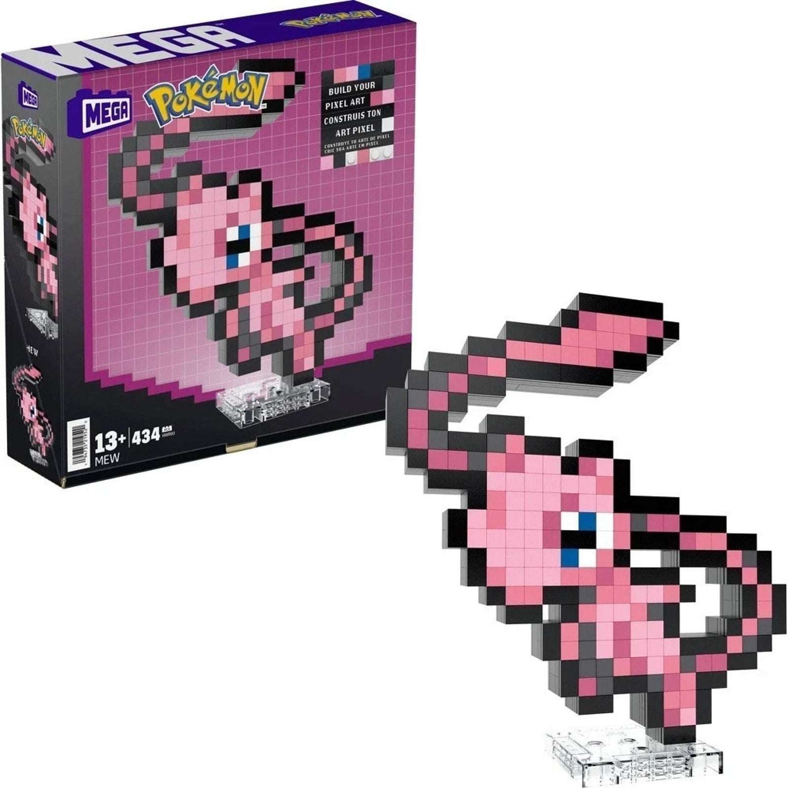 MEGA BLOKS Pokemon Mew Pixel Art 434 Piece Building Toy Set HWR80 - Retired 2025