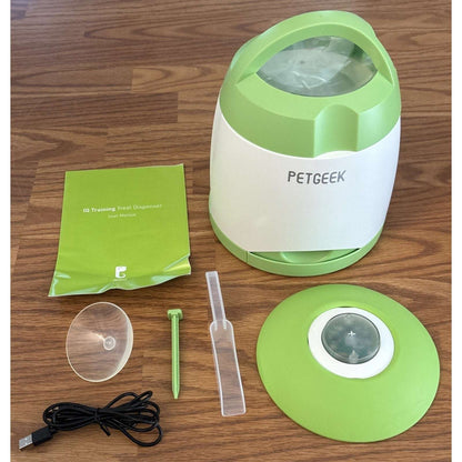 Automatic Dog Treat Food Dispenser w/ Button Remote - Memory Training Dual Power