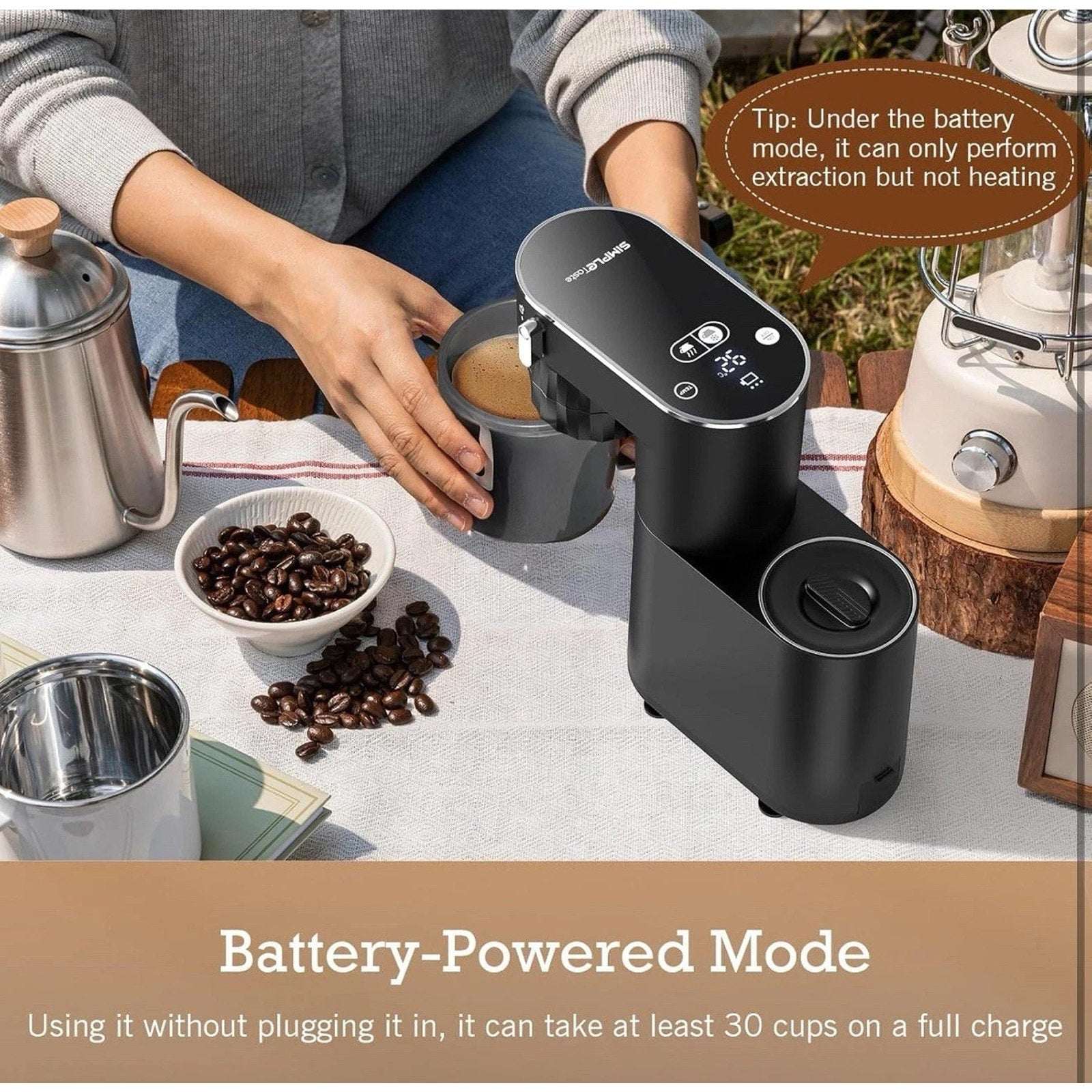 20-Bar Espresso Machine Hot & Iced Coffee Maker w Smart Touch, Dual Power Option