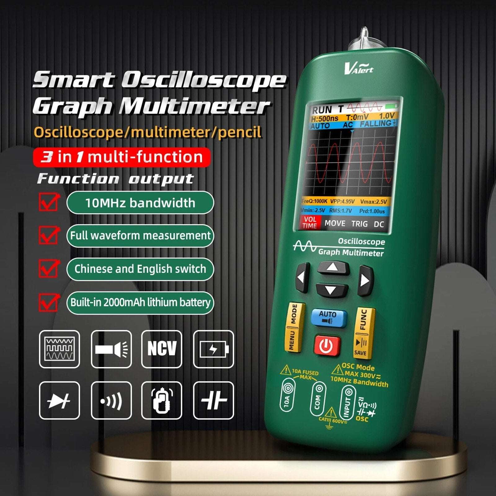 BSIDE O1 Handheld Digital Oscilloscope Graph Multimeter Current Voltage Tester