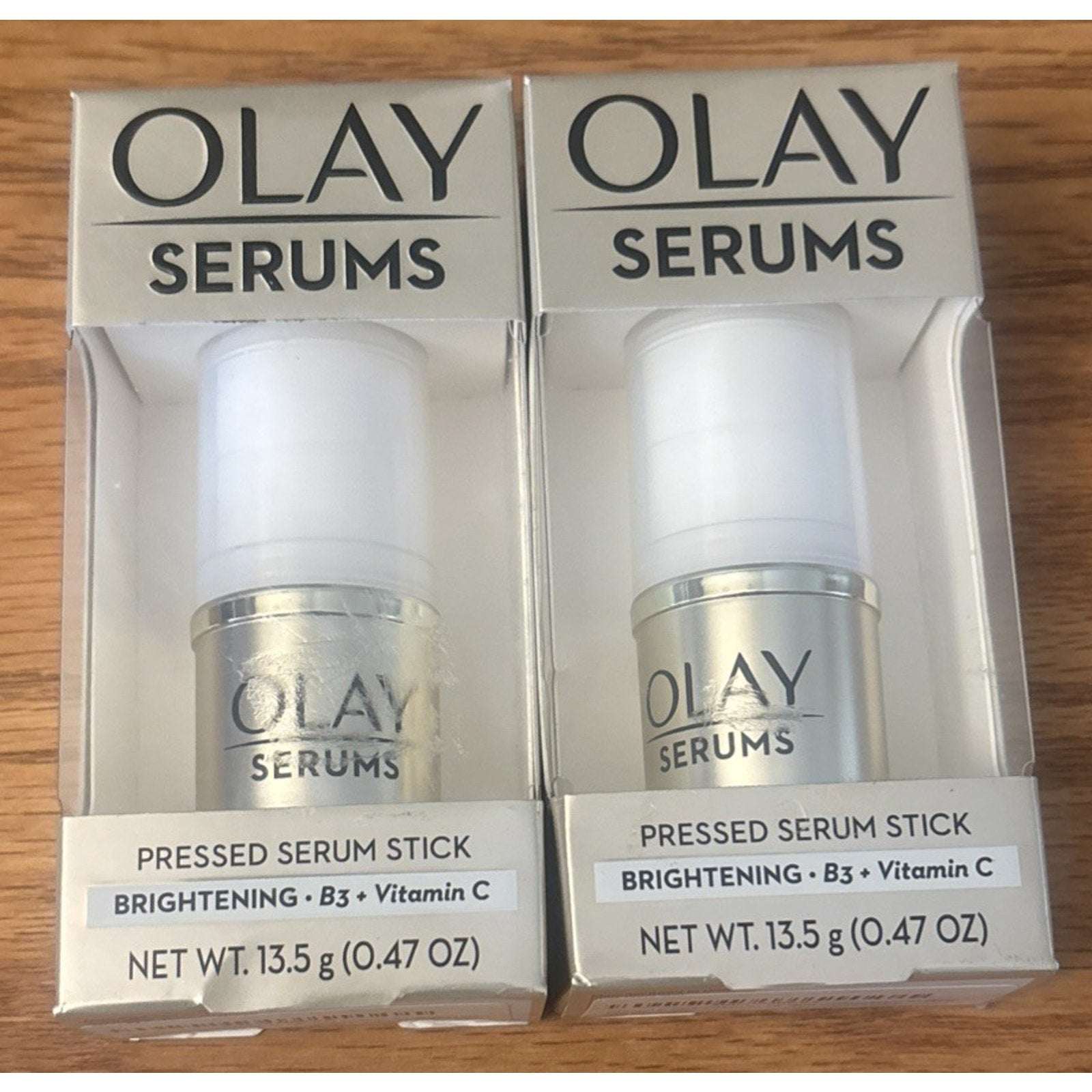 TWO Olay Pressed Serum Stick Womens 0.47 Oz BRIGHTENING B3 Vitamin C Hydration