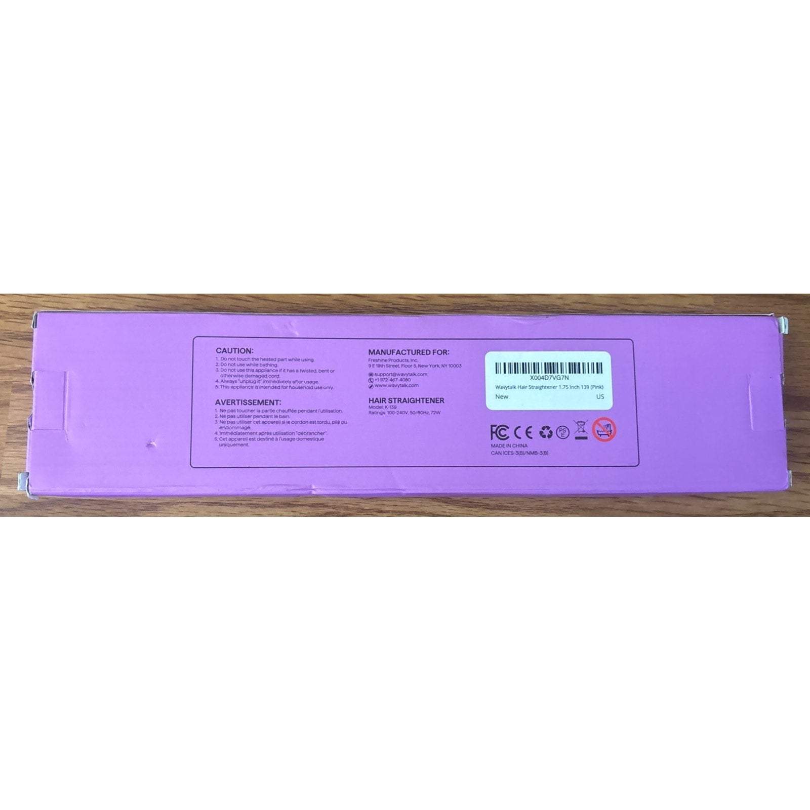 Wavytalk Vent Sesh 1.75" Wide Flat Iron Straightener (9 Temp) - K-139 PINK - NEW