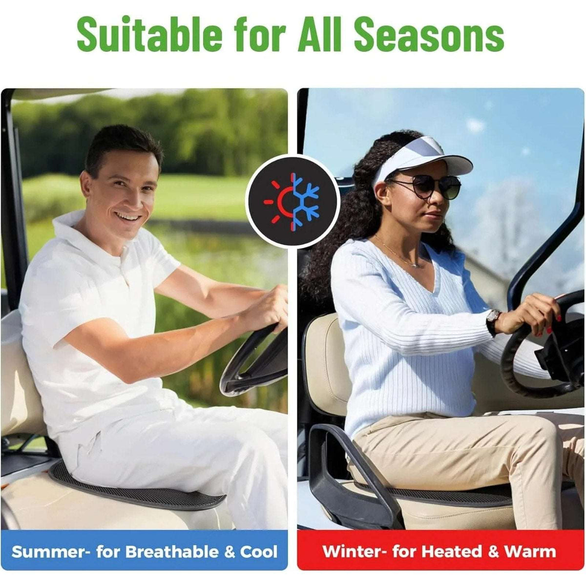 10L0L Universal Golf Cart Heated Seat Cushion 3 Heat Levels & Auto-Off Black/Red