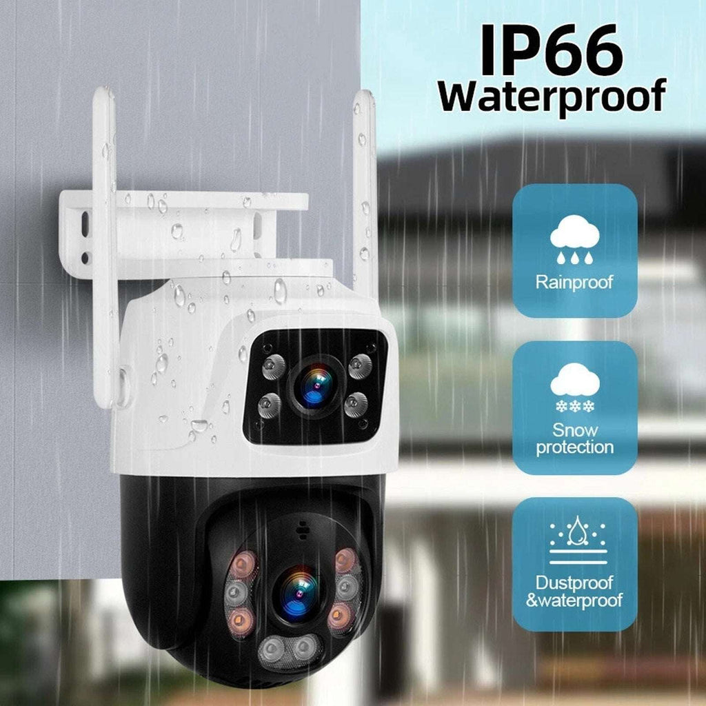2CPU 6MP WiFi Camera Outdoor Dual Lens/Screen Auto Tracking, Night Vision, 2-Way