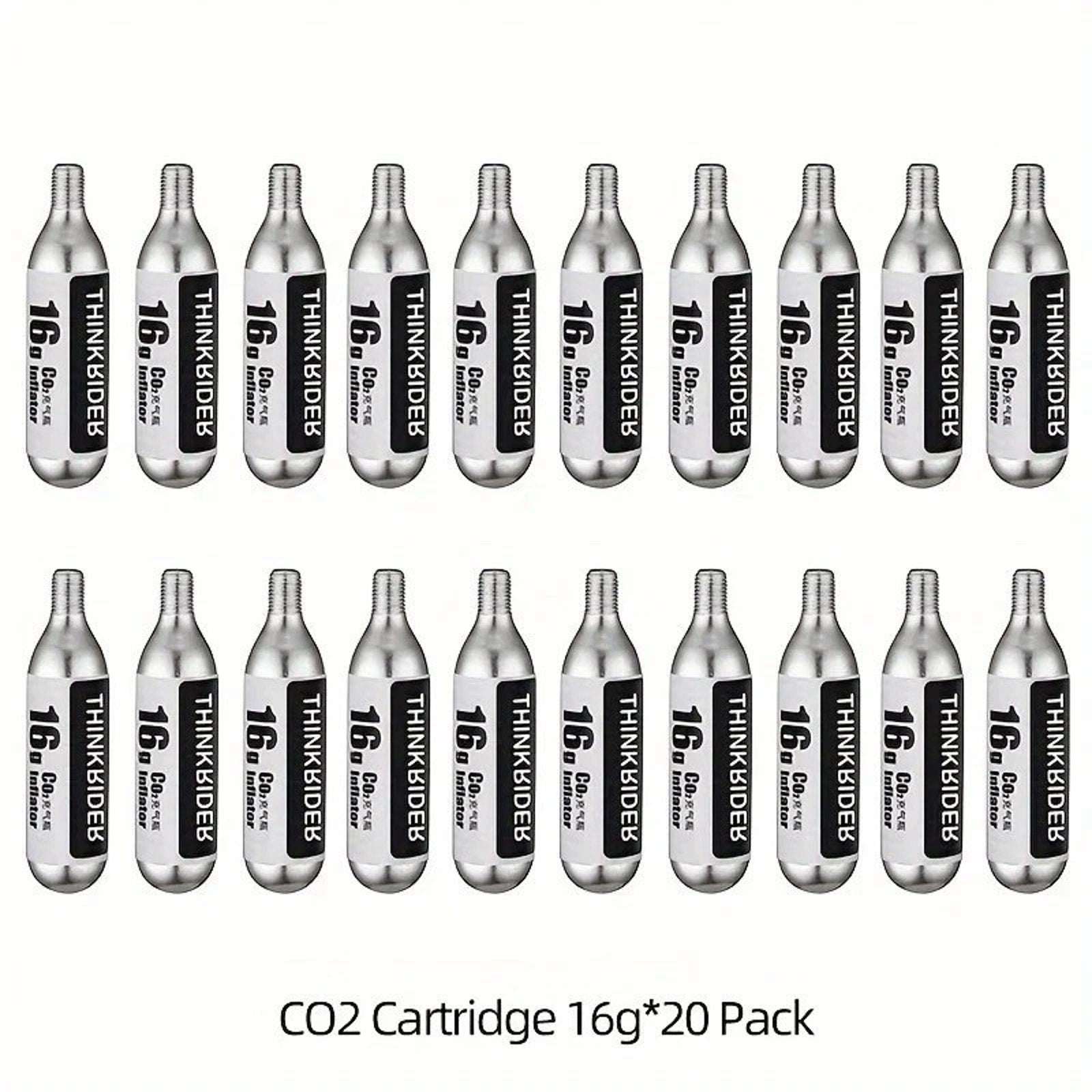 ThinkRider 16g Threaded 20 Pack CO2 Cartridges, Use with CO2 Bike Tire Inflator