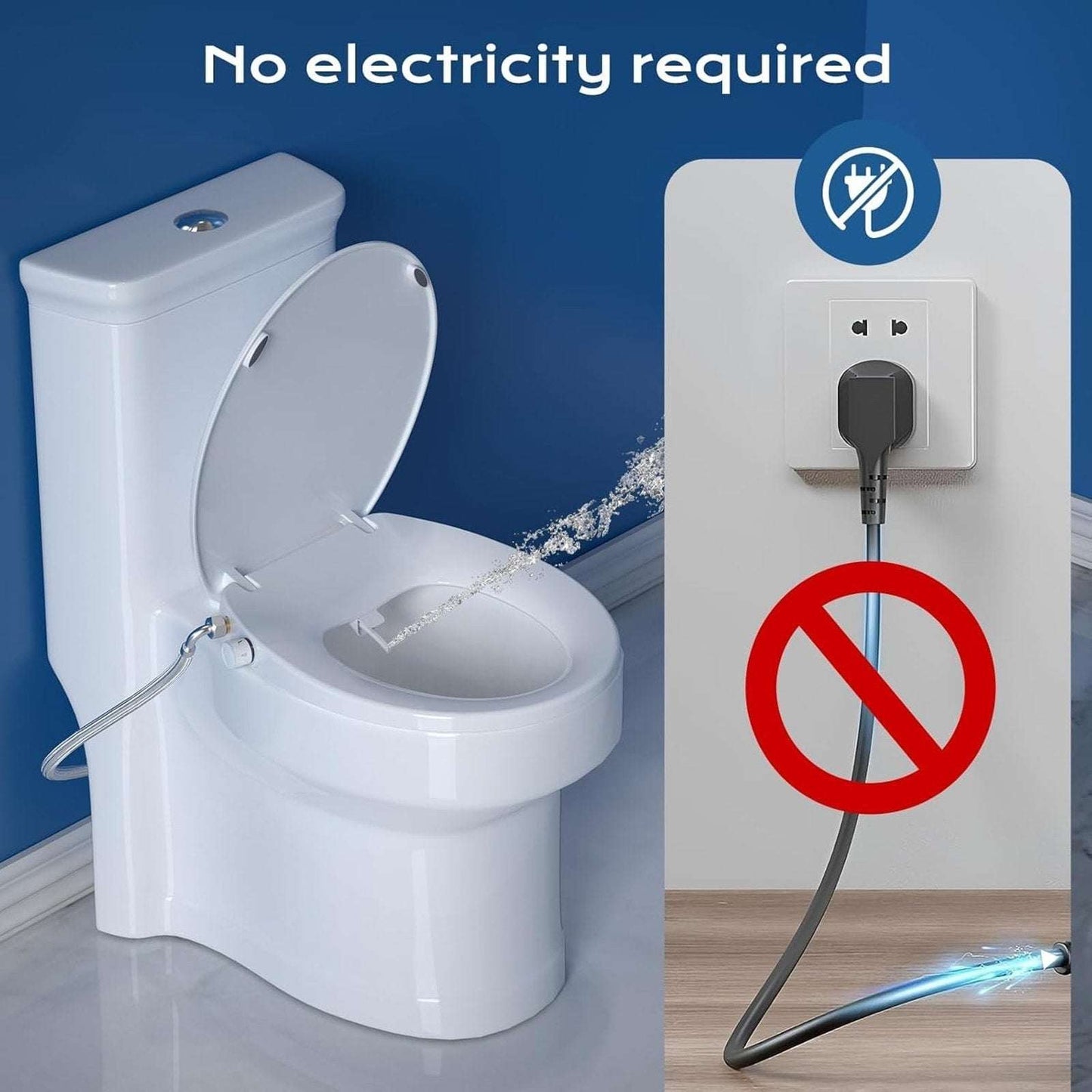 Clirass Round Bidet Toilet Seat with Quiet-Close Lid Non-Electric Dual Nozzle