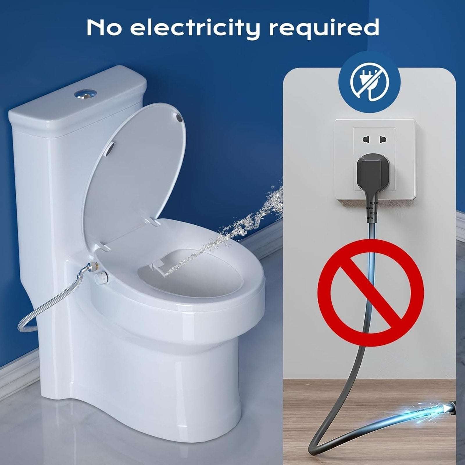 Clirass Round Bidet Toilet Seat with Quiet-Close Lid Non-Electric Dual Nozzle
