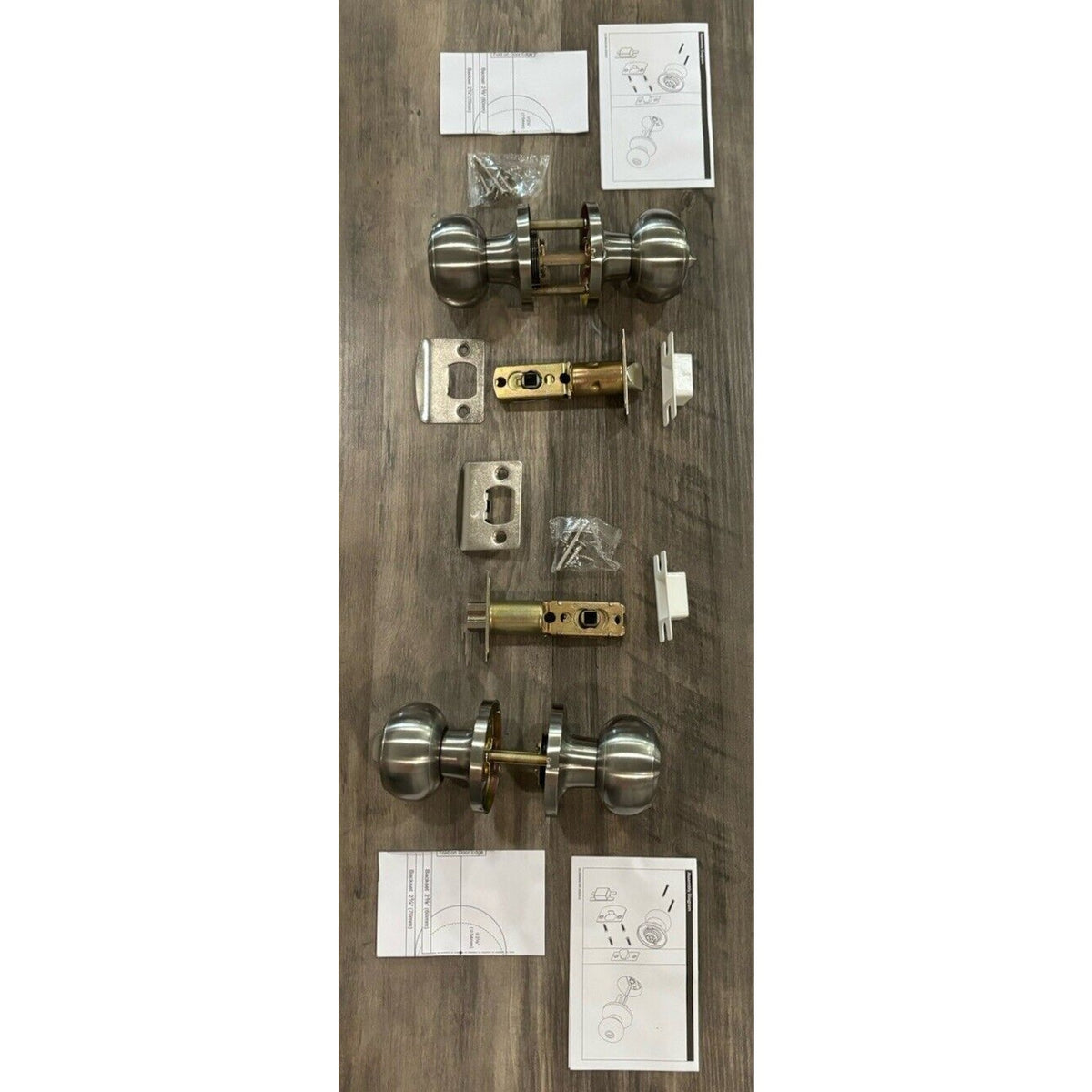 Probrico 2 Sets Ball Knobs Privacy Door Lock Knobs Satin Nickel Finish DL609SNBK