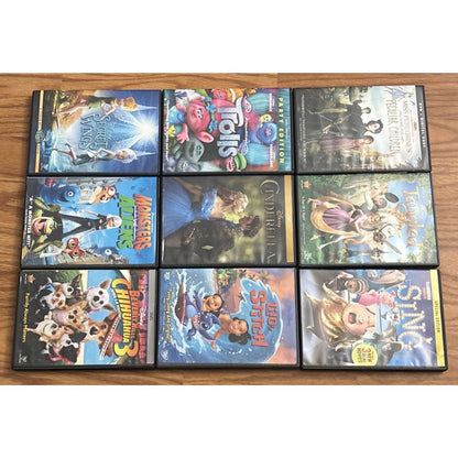 Disney Dreamworks 9 DVD Lot Sing Tangled Trolls Cinderella Lilo & Stitch Chihuah