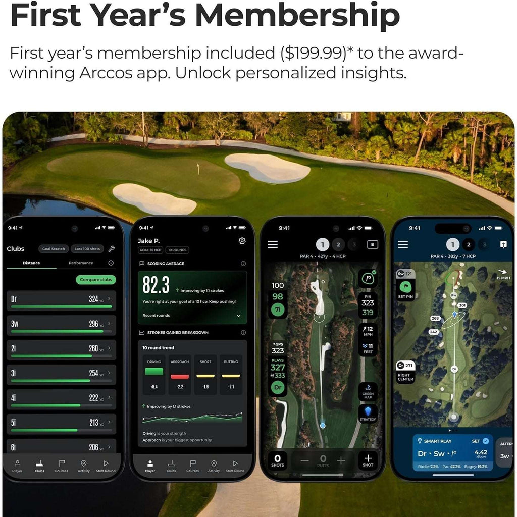 ARCCOS GOLF Gen 4 SMART SENSORS Smoke 80015 AI GPS Rangefinder Game Tracking Set