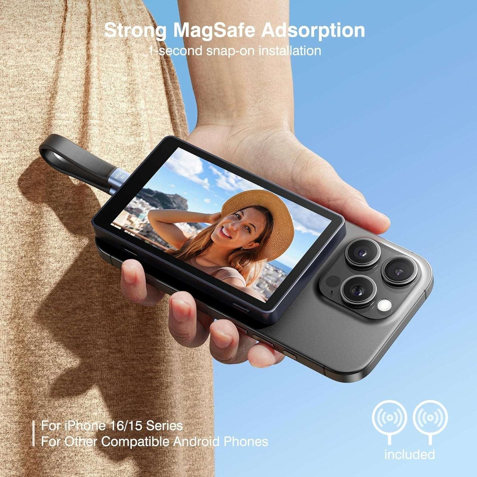 TTQ Vlog Screen Selfie Video Monitor TF39 Magnetic Remote Control NewOB No USB-C