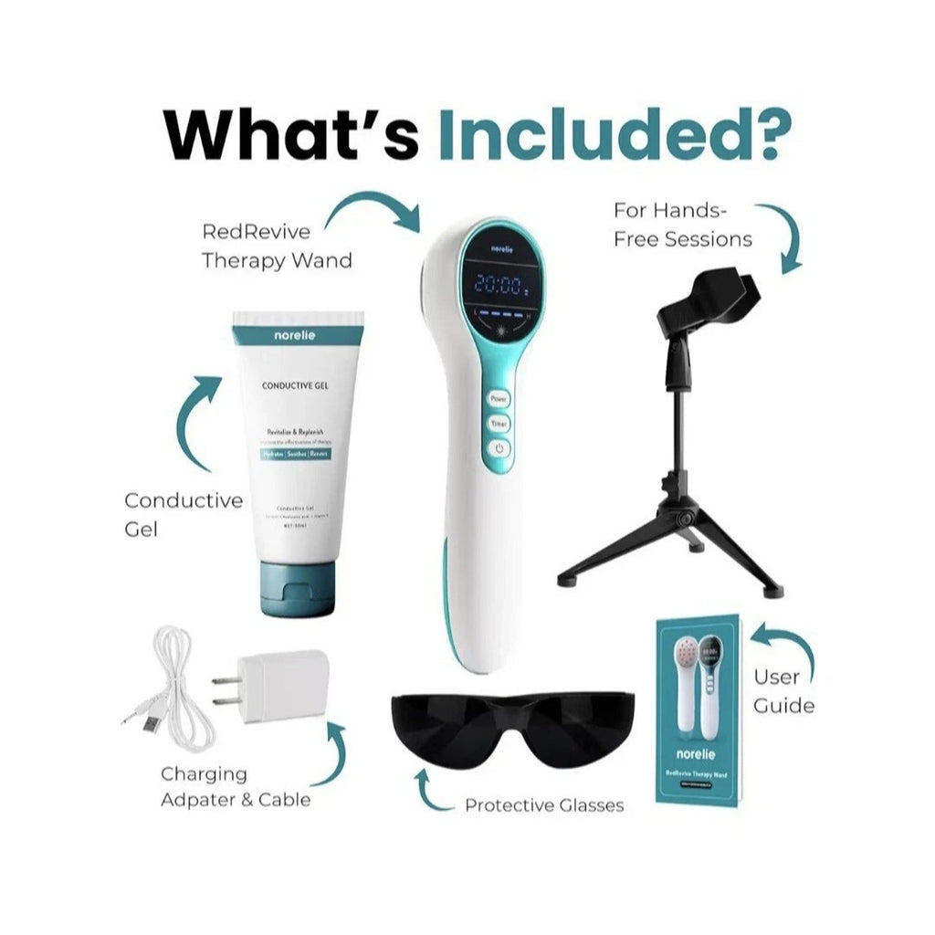 Norelie RedRevive Cold Laser Therapy Wand, Stand & Conductive Gel Bundle Set NEW