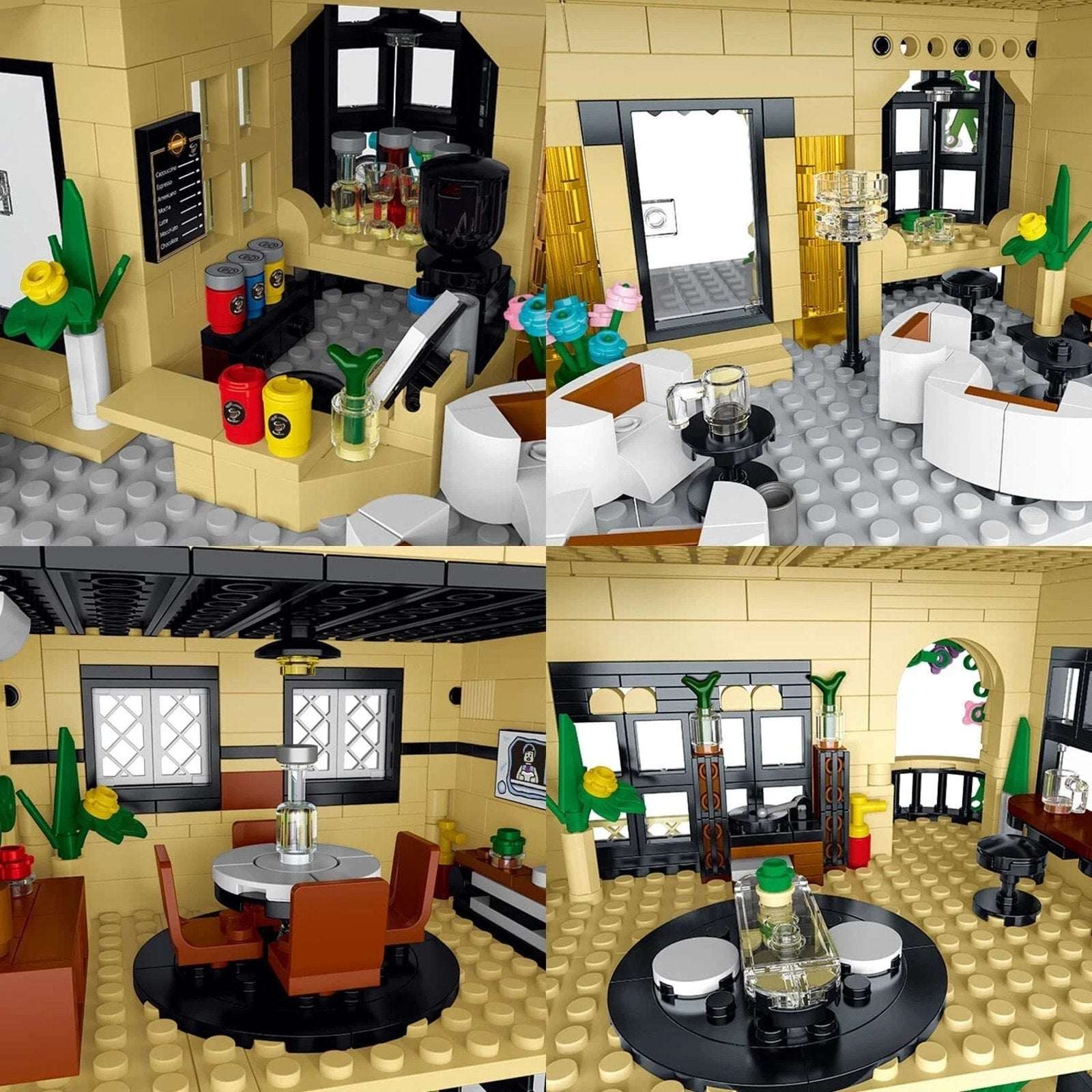 20113 City Café Building Blocks Set with Lights, 3 Levels XMORK 1443PC City Cafe
