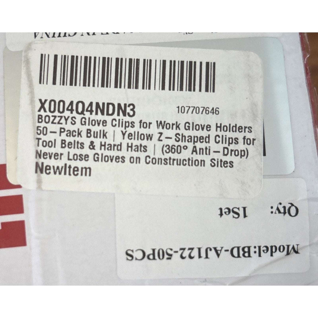 Heavy Duty Work Glove/Hat Clips Holders Belt Attachment 50-Pack Yellow Z-Shaped