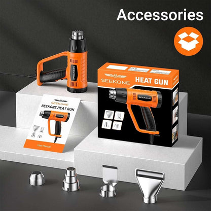 1800W Heavy Duty Heat Gun Fast Heat 752℉ & 1112℉ Dual-Temperature & 4 Nozzles