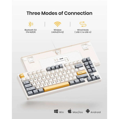 Kisnt Wireless Mechanical Keyboard, Gasket Mounted, Creamy Sound, RGB, Retro Bei