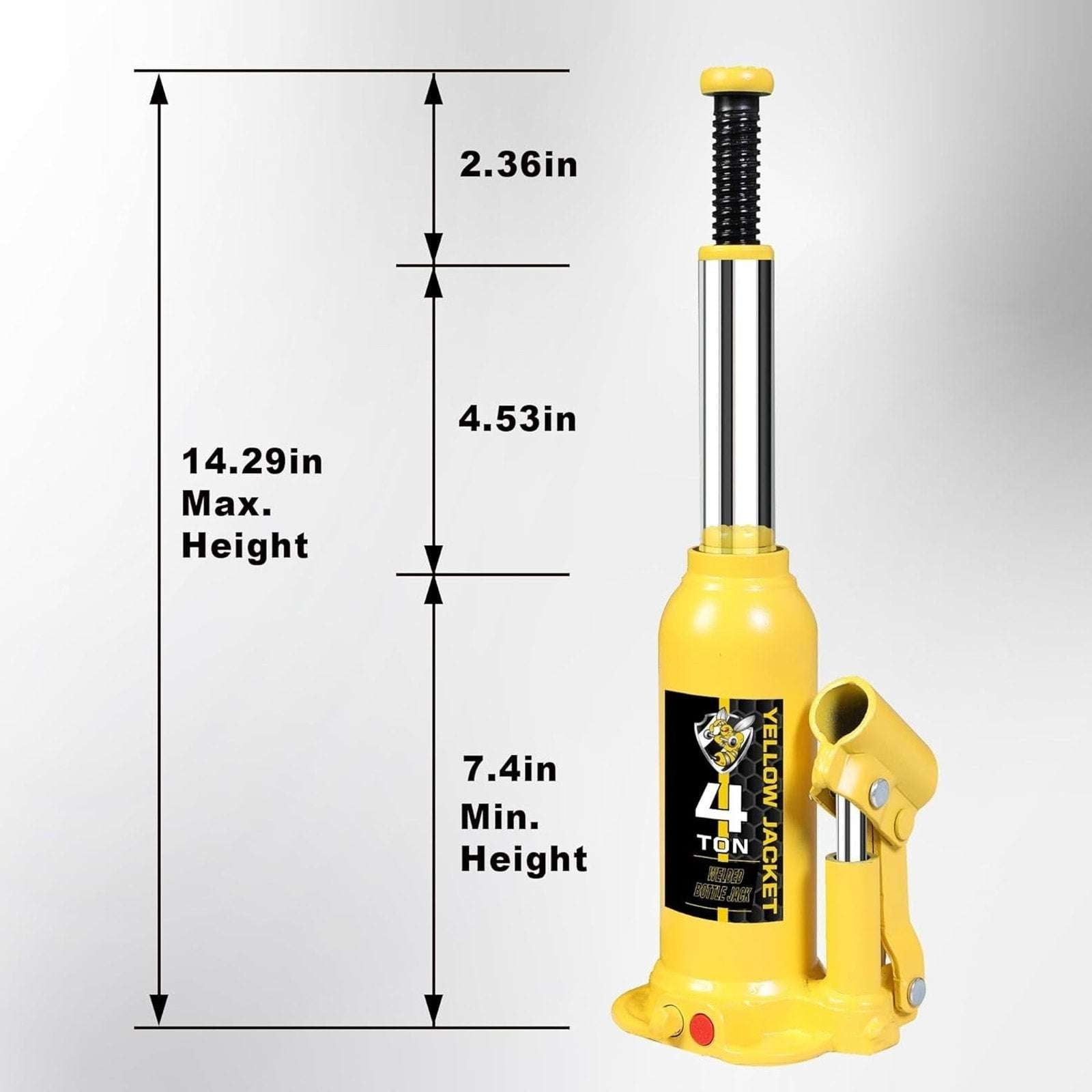 Torin 4Ton (8,000 LBs) Welded Bottle Jack, Yellow Jacket W/ Case, Safety Feature