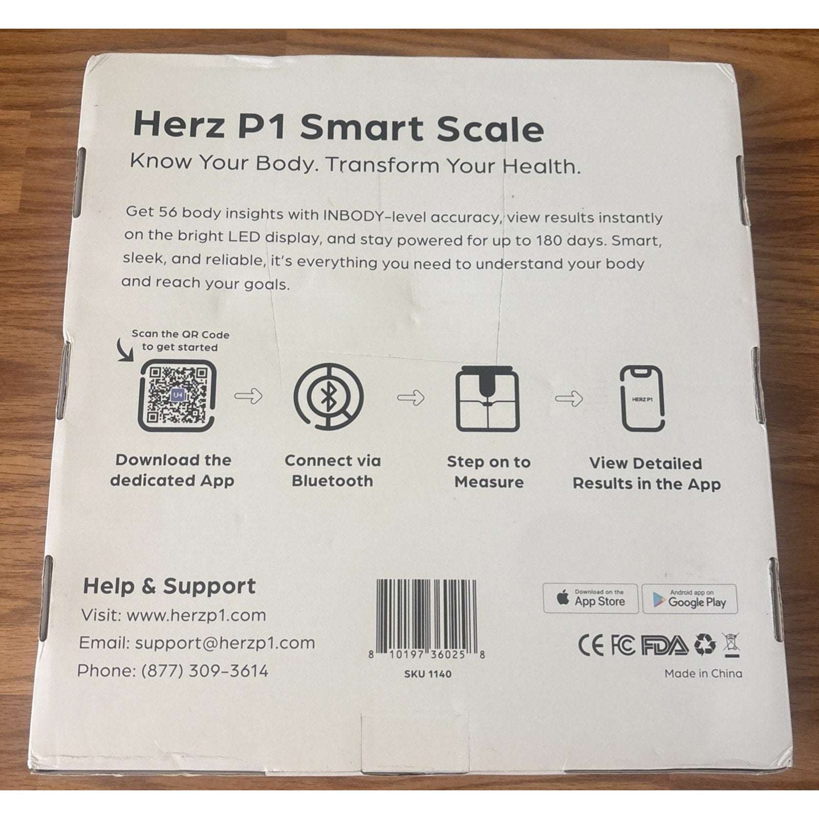 Herz P1 Smart Scale 8-Electrode Body Composition w/ 56 Metrics BMI Bluetooth APP
