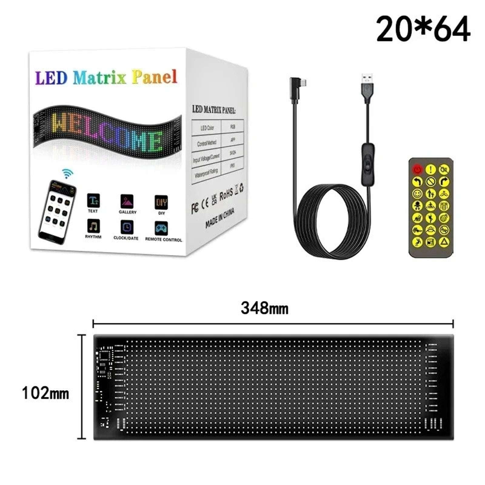 LED Matrix Pixel Panel Scrolling Bright Advertising LED Signs Flexible USB 5V