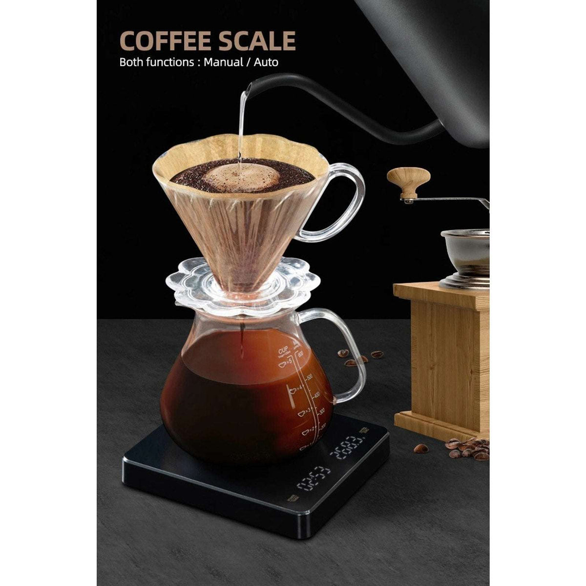 Digital Coffee Scale w/ Timer LED Display High Precision Rechargeable Portable