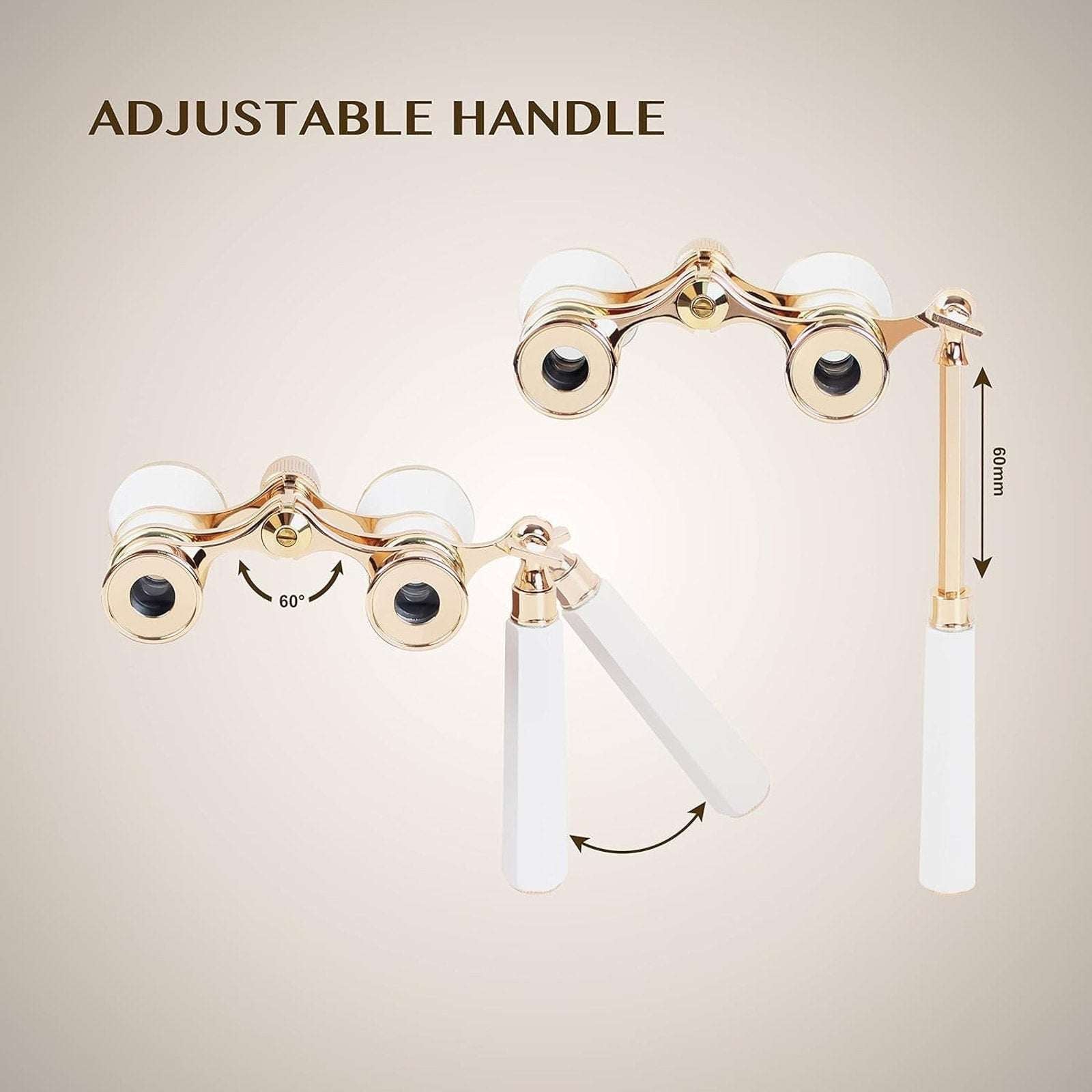 Retro 3X25 Opera Glasses Compact Metal Theater Binoculars with Adjustable Handle