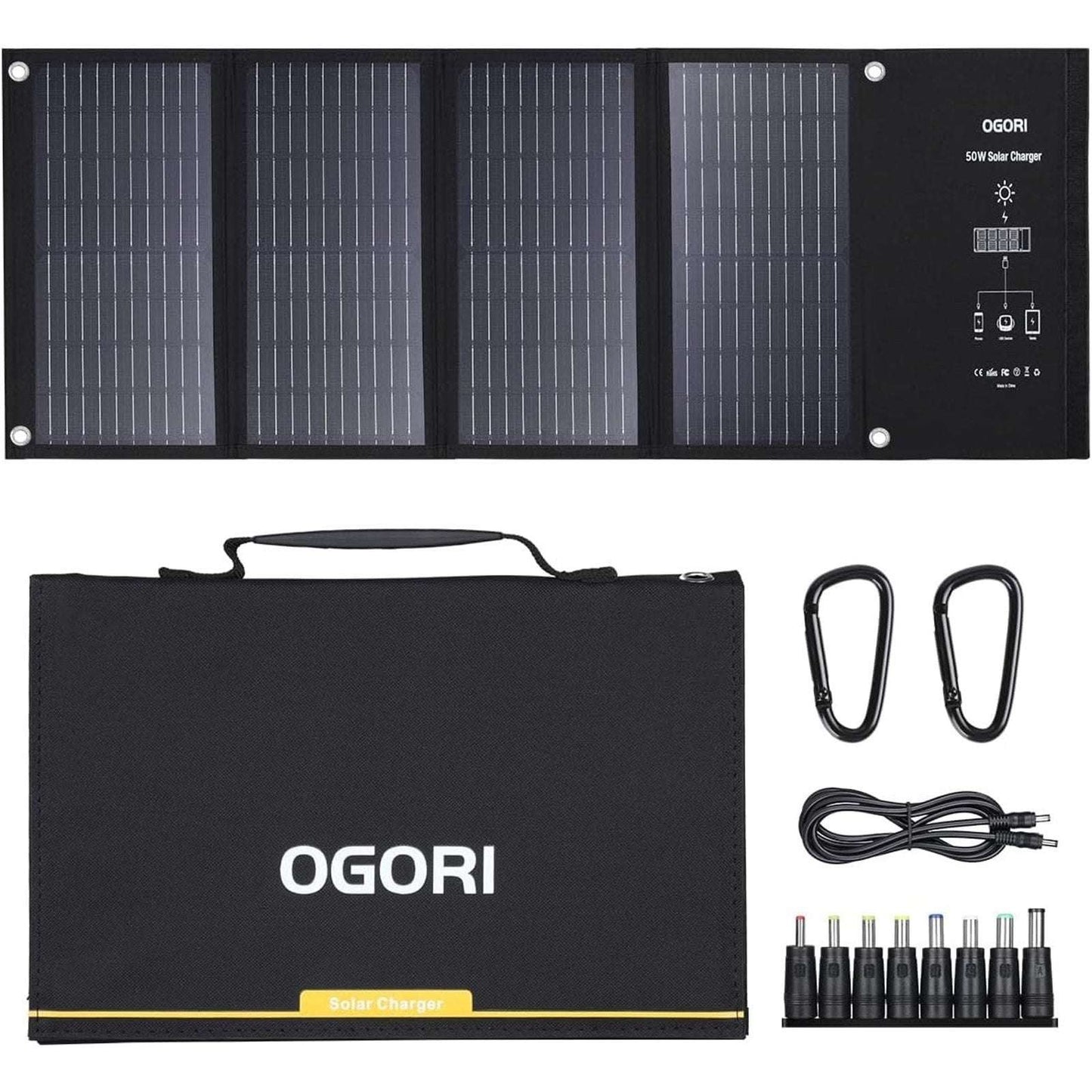 OGORI Portable Foldable High Efficiency 50W Solar Panel Smart Charger Waterproof
