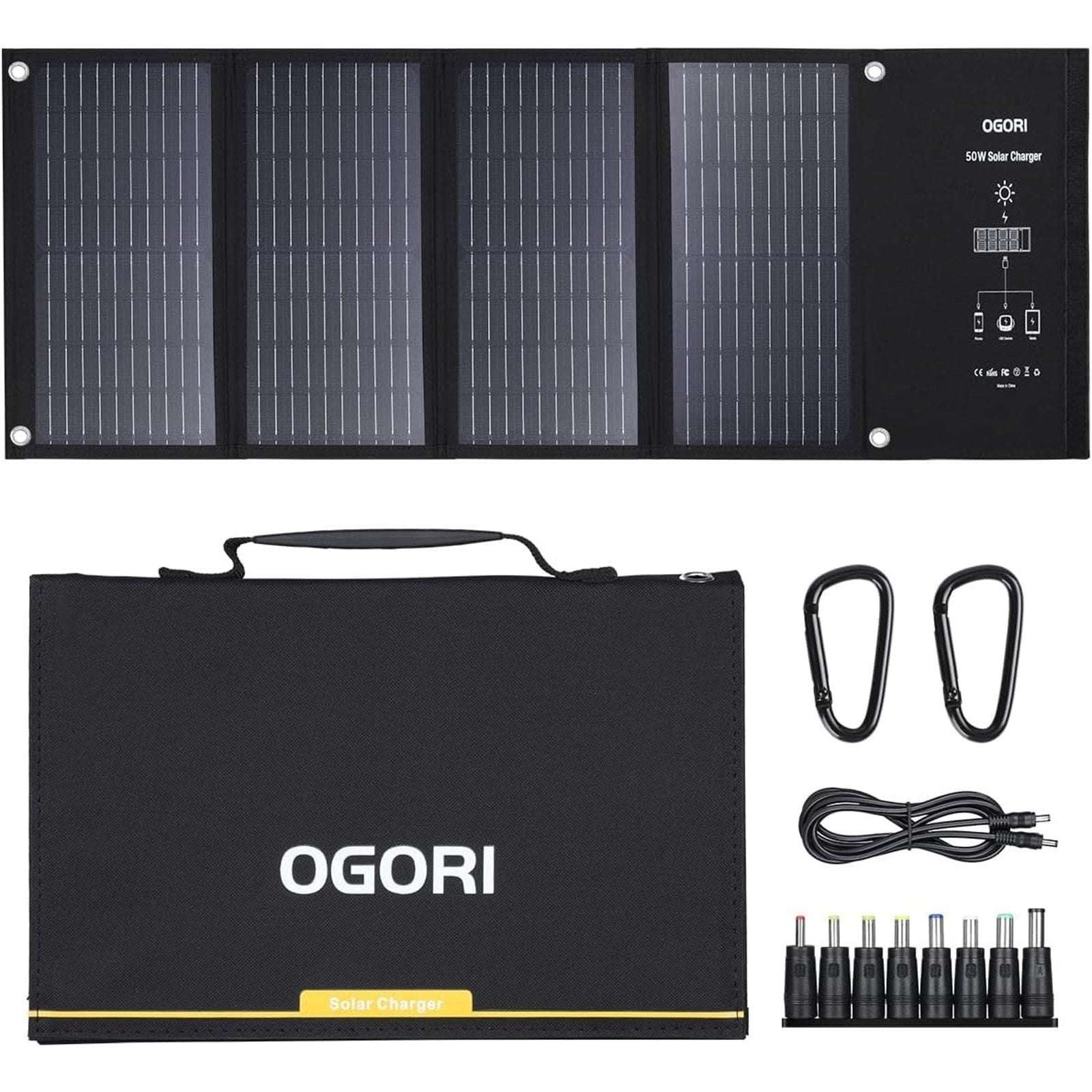 OGORI Portable Foldable High Efficiency 50W Solar Panel Smart Charger Waterproof