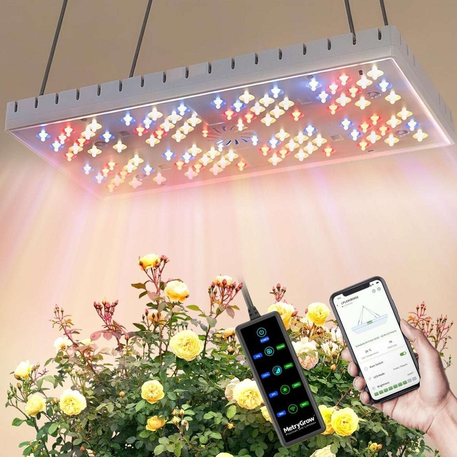 Full Spectrum Indoor Plant Grow Light Smart APP Control Expansive 2x2ft Coverage