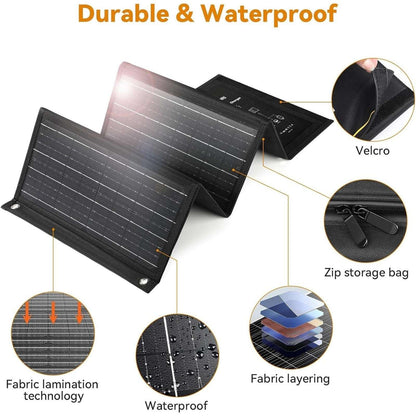 OGORI Portable Foldable High Efficiency 50W Solar Panel Smart Charger Waterproof