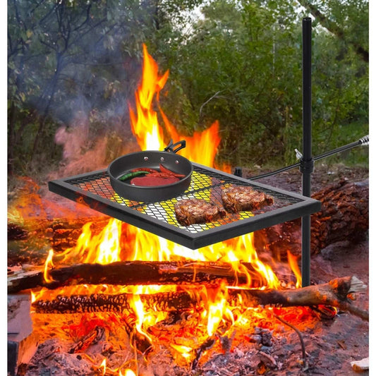 Swivel Campfire Grill Grate, Adjustable Heavy Duty Steel Open Fire 12.6"x16.7"