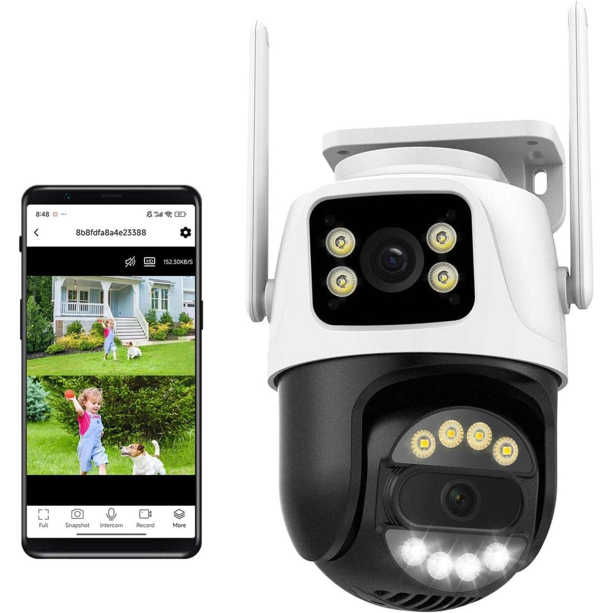 6MP WiFi Camera Outdoor Dual Screen Auto Tracking, Night Vision, 2-Way Intercom