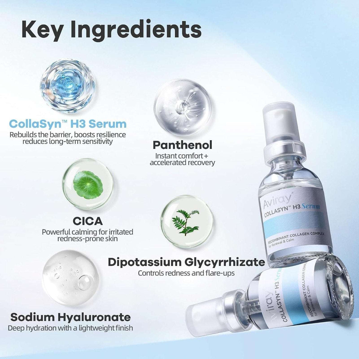 Aviray H3 Recombinant Collagen Boost Barrier Face Repair Serum 1.1oz Anti Aging