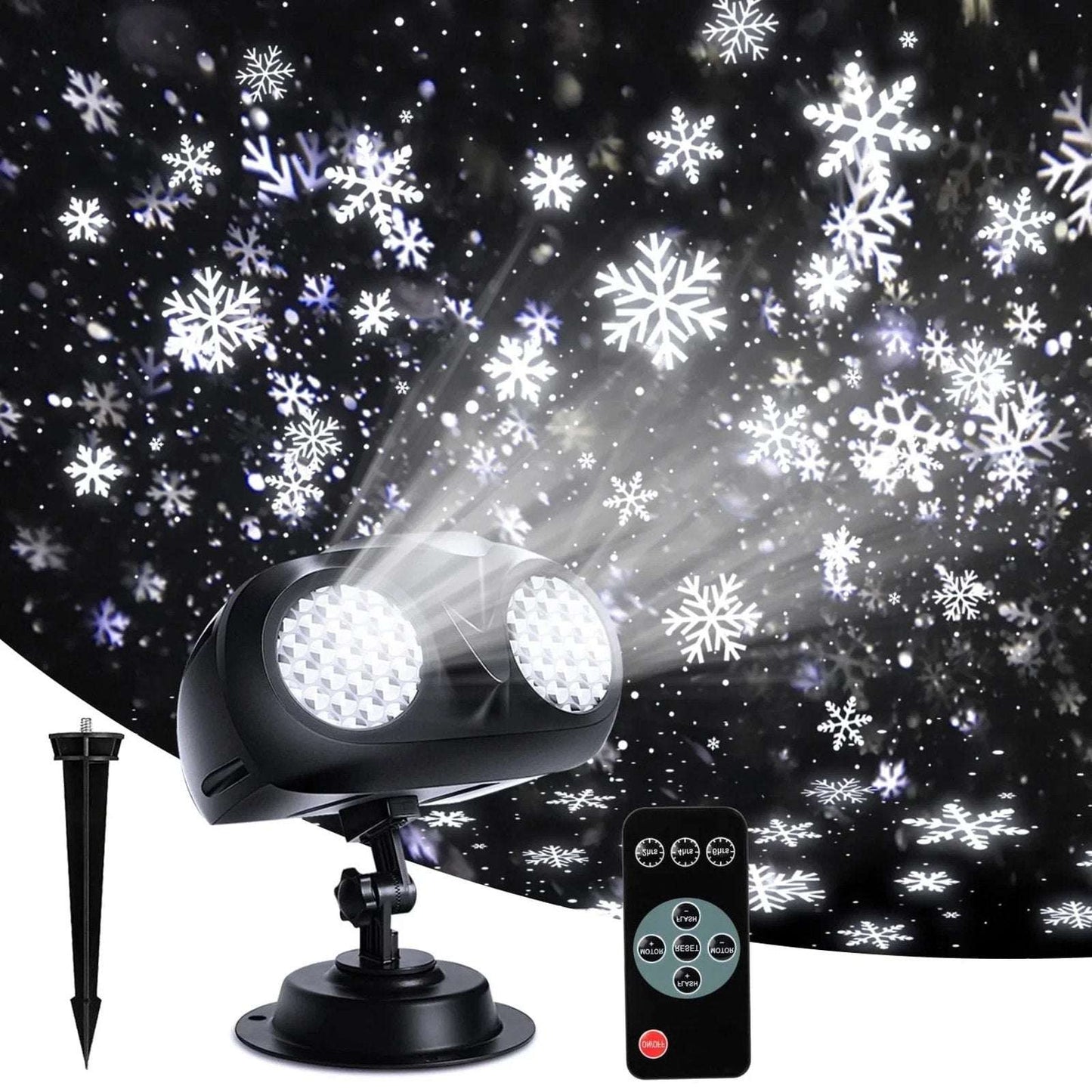 Christmas Snowflake Projector Outdoor Snowfall Landscape Spotlight with Remote