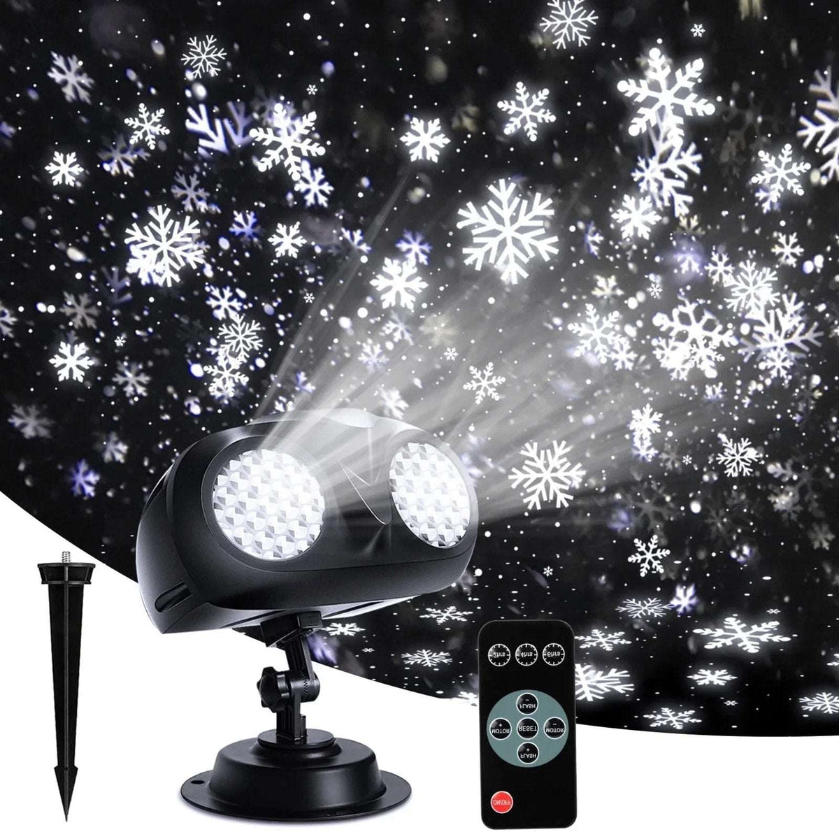 Christmas Snowflake Projector Outdoor Snowfall Landscape Spotlight with Remote