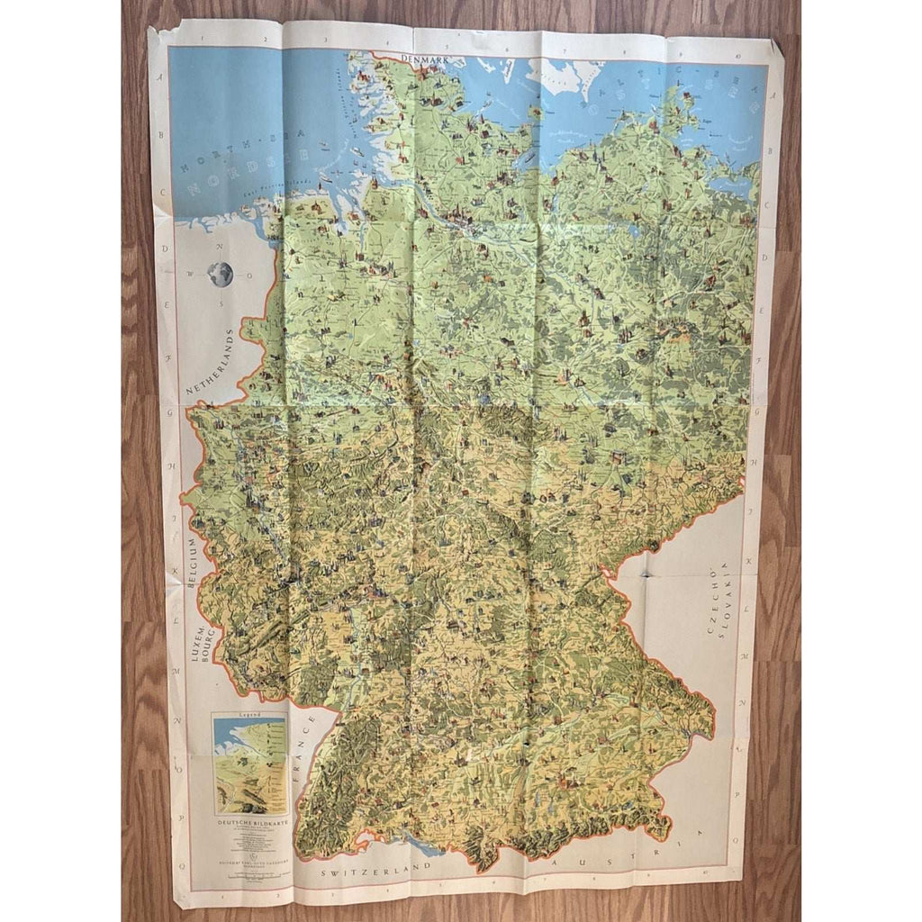 Deutsche Bildkarte, Panoramic Map and Index of Germany's Outstanding Sights