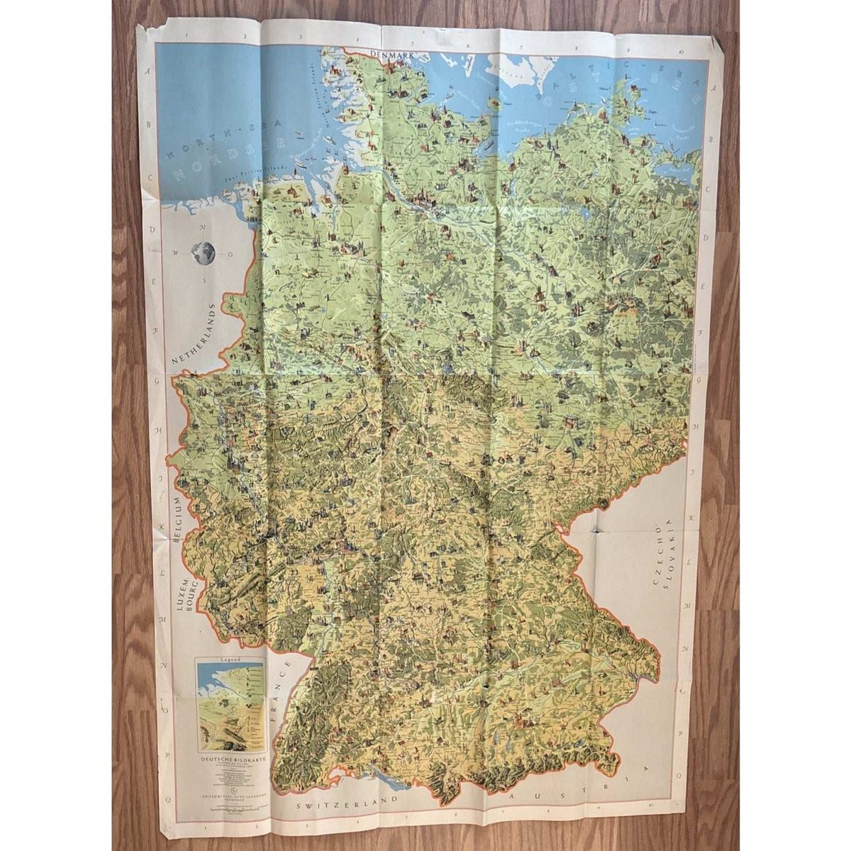 Deutsche Bildkarte, Panoramic Map and Index of Germany's Outstanding Sights