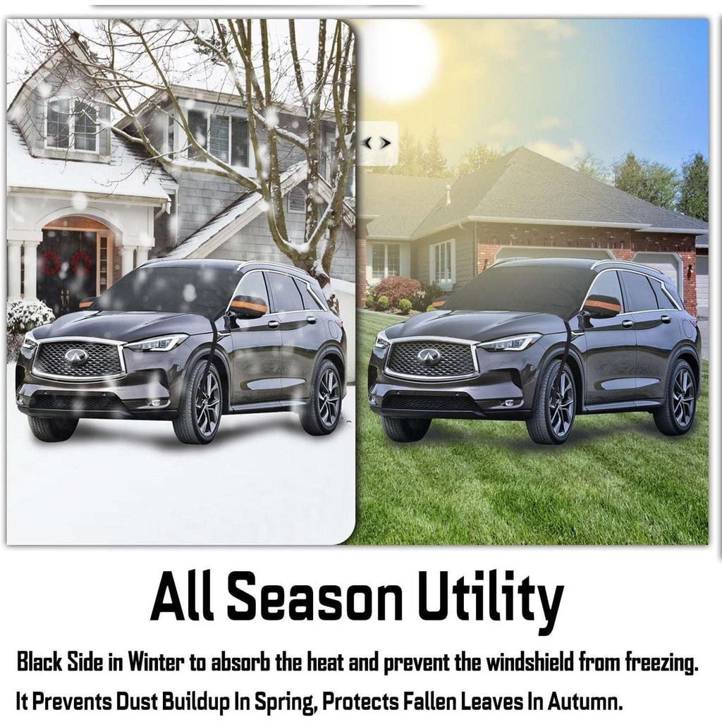 EXQUISLIFE Universal Car Windshield Cover w/ Side Mirrors - Waterproof Snow Ice