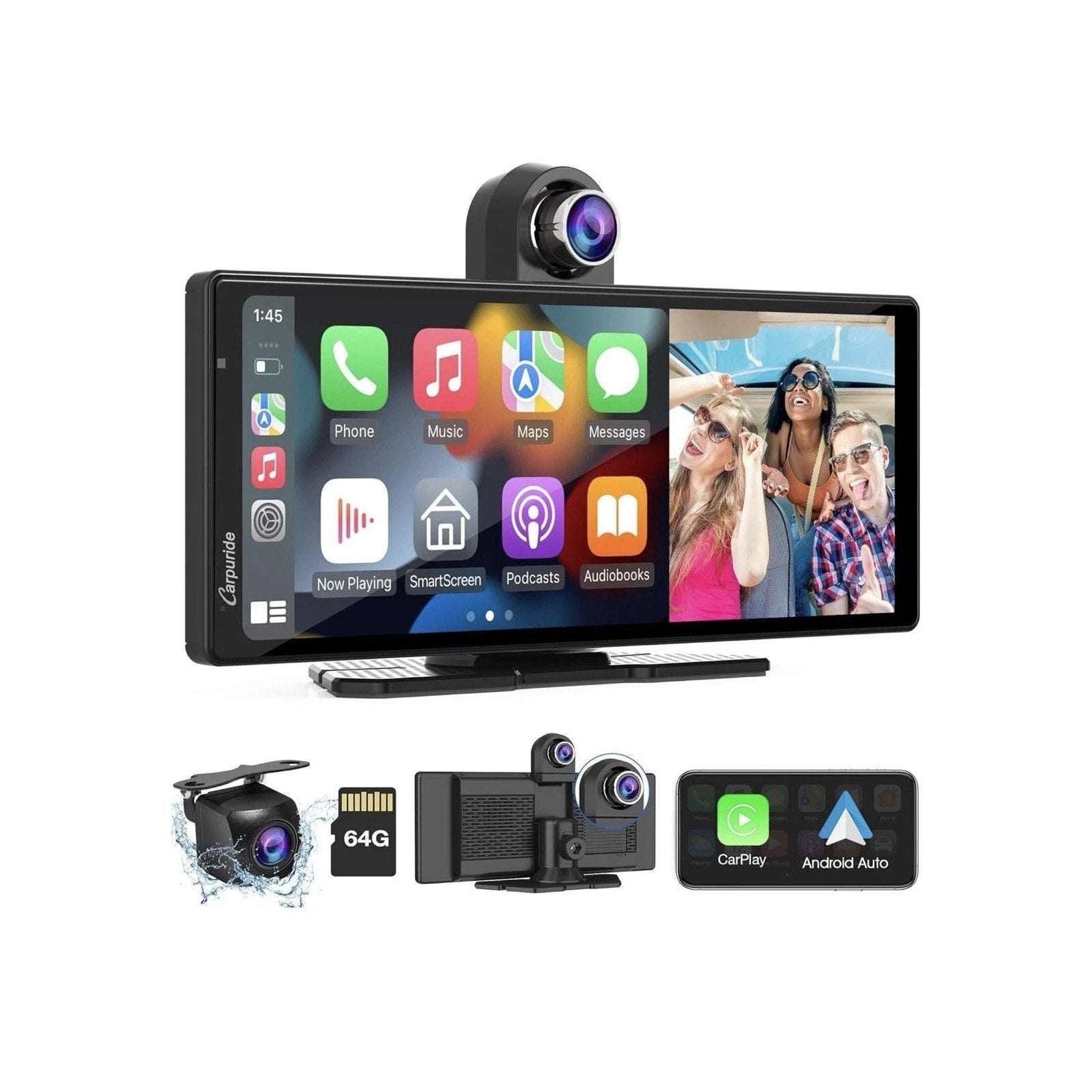CARPURIDE W903 Smart Multimedia Wireless Carplay & Android Auto with Dash Camera